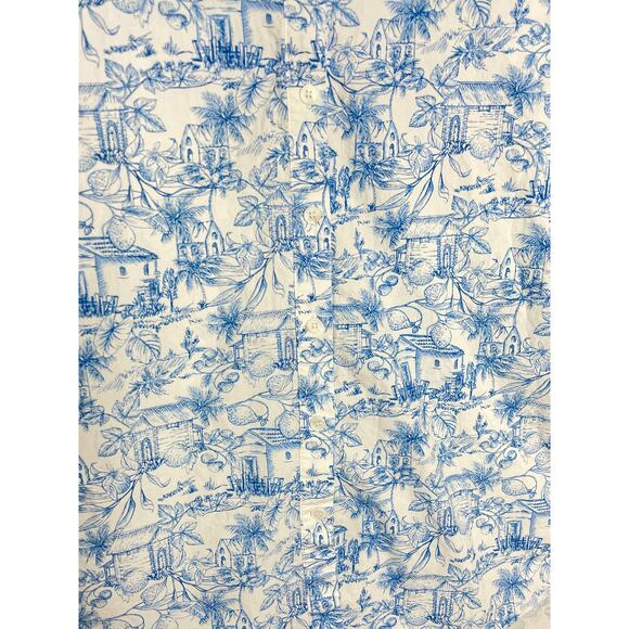 Skies Are Blue Oversized Button Up Shirt Size Small French Cottage Cotton - Picture 4 of 5